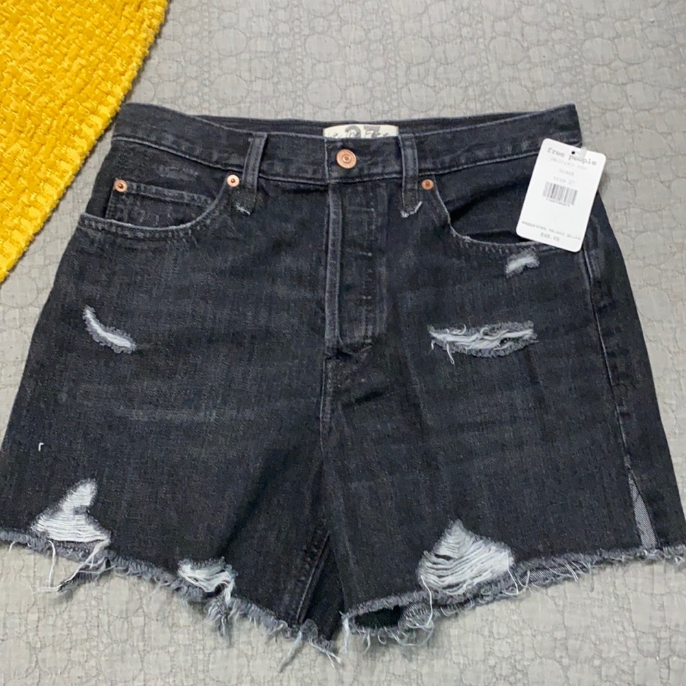 Free People Black Denim Shorts